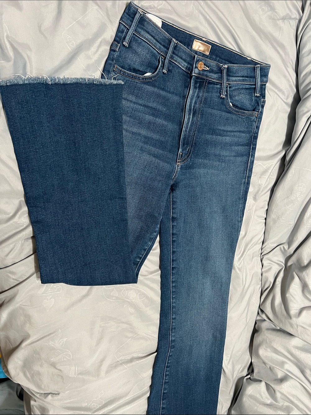 MOTHER High-Rise Slim Straight Jeans in Dark Blue Wash
